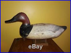 Vintage c1910 Roman Nosed James Currier Working Canvasback Decoy Orig Paint MD