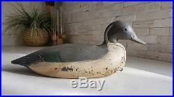 Vintage old pintail duck decoy glass eyes hollow