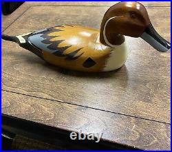 Vintage wooden duck decoy glass eye hand painted rustic 16