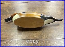 Vintage wooden duck decoy glass eye hand painted rustic 16