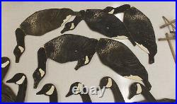 Vtg (12) DUPE-A-DECOY Cardboard Folding Canada Goose Decoys With 8 Stakes & Bag