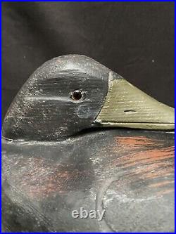 Vtg Ackerman Sleeper Duck Decoy Wood Carved 13.5 in length Hunting