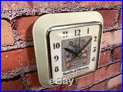 Vtg Ingraham Smith & Wesson Gun Shop Dealer Advertising Display Wall Clock Sign