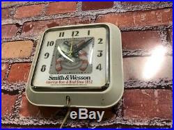 Vtg Ingraham Smith & Wesson Gun Shop Dealer Advertising Display Wall Clock Sign