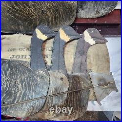 Vtg Johnsons Folding Goose Decoys Complete Set Of 8 Large 2 Bags and Stakes