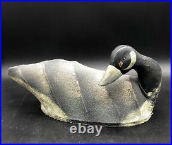 Vtg Painted Canvas Over Wire & Wood Head Frame Gray Goose Waterfowl Duck Decoy