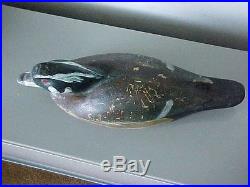 WOOD DUCK SWIMMING Antique HOLLOW BODY GLASS EYED Decoy BRANDED PARKER
