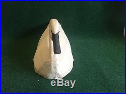 White Canvas Covered Swan Decoy Wood Head Signed by A. A. Waterfield N. C