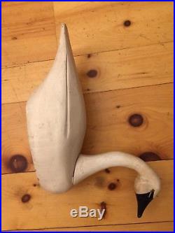White Swan Vintage Wood Hand Carved Duck Decoy Large Display Decor MSRP $500