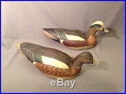 Widgeon wooden duck decoy pair by Zack Ward and George Bell