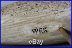William Kirkpatrick Curlew Shorebird Folk Art Carved Wood Decoy Signed WEK