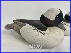 X2 Bufflehead Drake Duck Decoy 8 Signed Shelby'83 Vintage Hand Painted